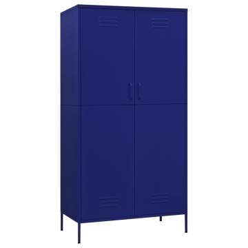 Navy Blue Steel Wardrobe 90x50x180 cm - Stylish Storage Solution