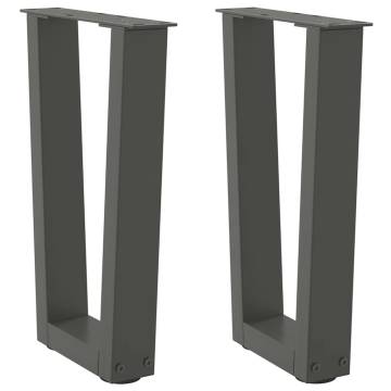 V-Shape Dining Table Legs - Anthracite Steel Set of 2