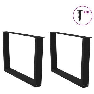 V-Shape Dining Table Legs (2 pcs) - Black Steel 70 cm | HipoMarket