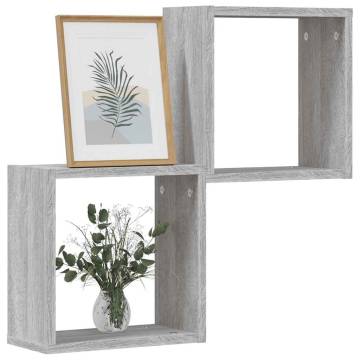 Wall Cube Shelves 2 pcs Grey Sonoma - Stylish Storage Solution