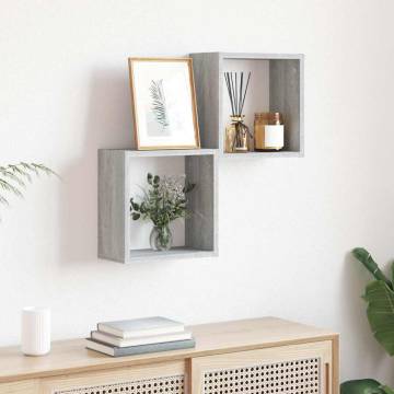 Wall Cube Shelves 2 pcs Grey Sonoma - Stylish Storage Solution