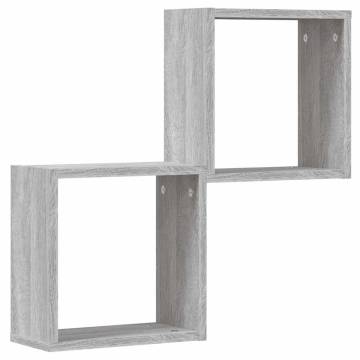 Wall Cube Shelves 2 pcs Grey Sonoma - Stylish Storage Solution