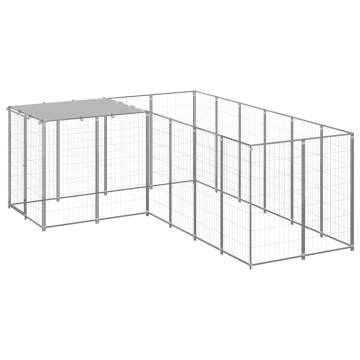 Dog Kennel Silver 4.84 m² Steel - Durable Outdoor Pet Enclosure