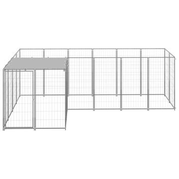 Dog Kennel Silver 4.84 m² Steel - Durable Outdoor Pet Enclosure