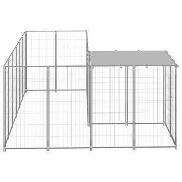 Dog Kennel Silver 4.84 m² Steel - Durable Outdoor Pet Enclosure