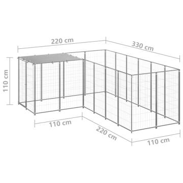 Dog Kennel Silver 4.84 m² Steel - Durable Outdoor Pet Enclosure