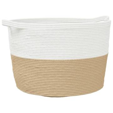 Modern Beige and White Cotton Laundry Basket Ø60x36 cm