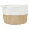 Modern Beige and White Cotton Laundry Basket Ø60x36 cm