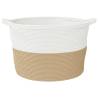 Modern Beige and White Cotton Laundry Basket Ø60x36 cm