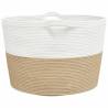 Modern Beige and White Cotton Laundry Basket Ø60x36 cm