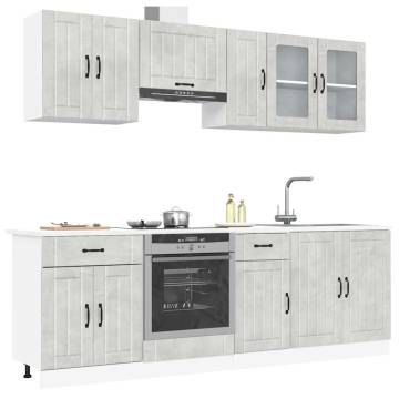 8 Piece Kalmar Concrete Grey Kitchen Cabinet Set