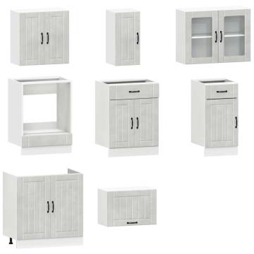 8 Piece Kalmar Concrete Grey Kitchen Cabinet Set