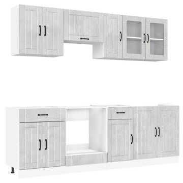 8 Piece Kalmar Concrete Grey Kitchen Cabinet Set