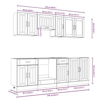 8 Piece Kalmar Concrete Grey Kitchen Cabinet Set