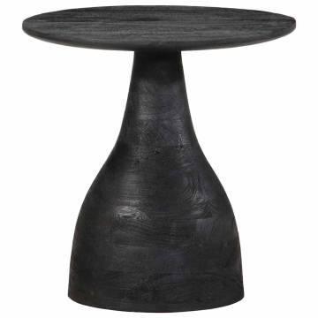 Stylish Black Side Table Ø40 cm - Solid Mango Wood