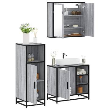 3 Piece Bathroom Furniture Set in Grey Sonoma | Stylish & Durable