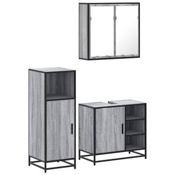 3 Piece Bathroom Furniture Set in Grey Sonoma | Stylish & Durable