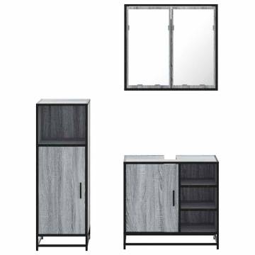 3 Piece Bathroom Furniture Set in Grey Sonoma | Stylish & Durable