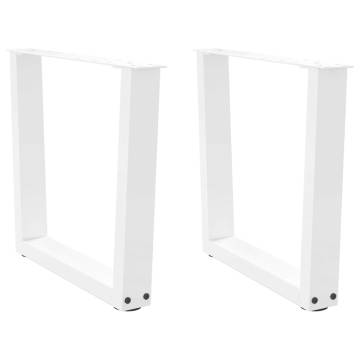 V-Shape Dining Table Legs 2 pcs White | Modern Steel Design