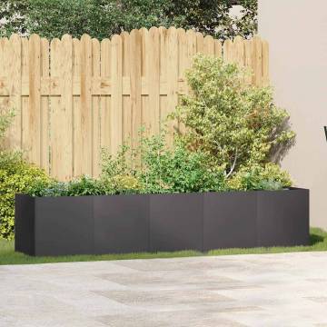 Planter Black 200x40x40 cm - Stylish Cold-Rolled Steel Design