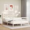 Bed Frame with Headboard White 140x200 cm Solid Wood Colour white Size 140 x 200 cm 