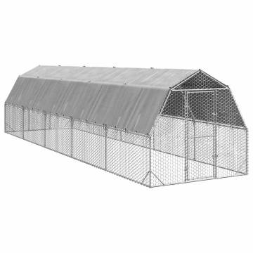 Durable Chicken Run with Roof - 2.5x10x2.25m Galvanised Steel