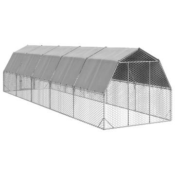 Durable Chicken Run with Roof - 2.5x10x2.25m Galvanised Steel