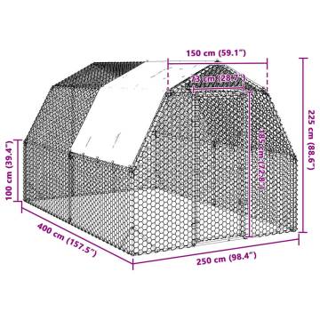 Chicken Run with Roof - Galvanised Steel | 2.5x4x2.25m