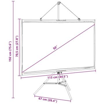 Projection Screen 50 Inch with Tripod - Portable & Durable