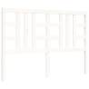 Stylish White Bed Frame with Headboard - 140x200 cm Solid Wood