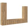 4 Piece Artisan Oak Wall-Mounted TV Cabinet Set