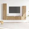 4 Piece Artisan Oak Wall-Mounted TV Cabinet Set