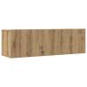 4 Piece Artisan Oak Wall-Mounted TV Cabinet Set