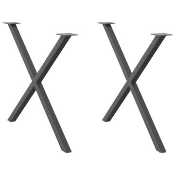 X-Shaped Dining Table Legs - Anthracite Steel | HipoMarket