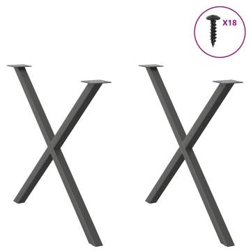 X-Shaped Dining Table Legs - Anthracite Steel | HipoMarket