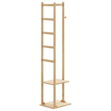 Bamboo Coat Stand with Hooks and Shelves - 38.5x30x156 cm