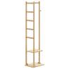 Bamboo Coat Stand with Hooks and Shelves - 38.5x30x156 cm