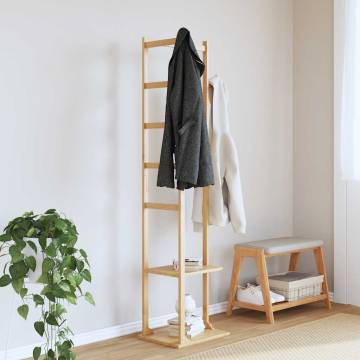 Bamboo Coat Stand with Hooks and Shelves - 38.5x30x156 cm