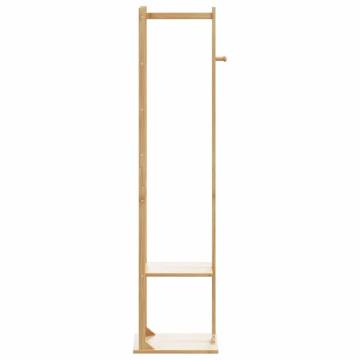 Bamboo Coat Stand with Hooks and Shelves - 38.5x30x156 cm