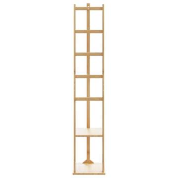 Bamboo Coat Stand with Hooks and Shelves - 38.5x30x156 cm