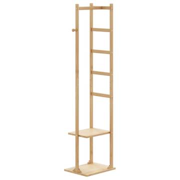 Bamboo Coat Stand with Hooks and Shelves - 38.5x30x156 cm