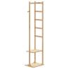 Bamboo Coat Stand with Hooks and Shelves - 38.5x30x156 cm