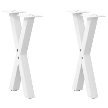 X-Shaped Coffee Table Legs - White Steel - 28x(42-43) cm