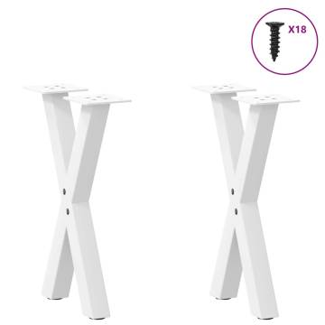 X-Shaped Coffee Table Legs - White Steel - 28x(42-43) cm