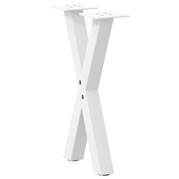 X-Shaped Coffee Table Legs - White Steel - 28x(42-43) cm