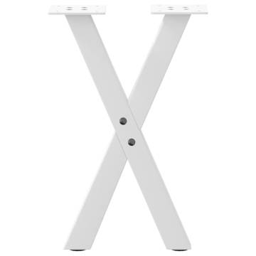 X-Shaped Coffee Table Legs - White Steel - 28x(42-43) cm