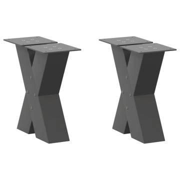 X-Shaped Coffee Table Legs - Anthracite Steel | 30x(30-31) cm