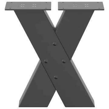 X-Shaped Coffee Table Legs - Anthracite Steel | 30x(30-31) cm