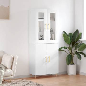 Elegant Highboard High Gloss White | 69.5x34x180 cm