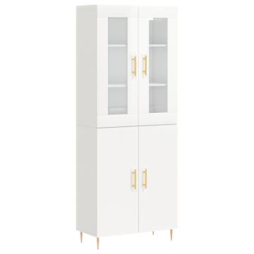 Elegant Highboard High Gloss White | 69.5x34x180 cm